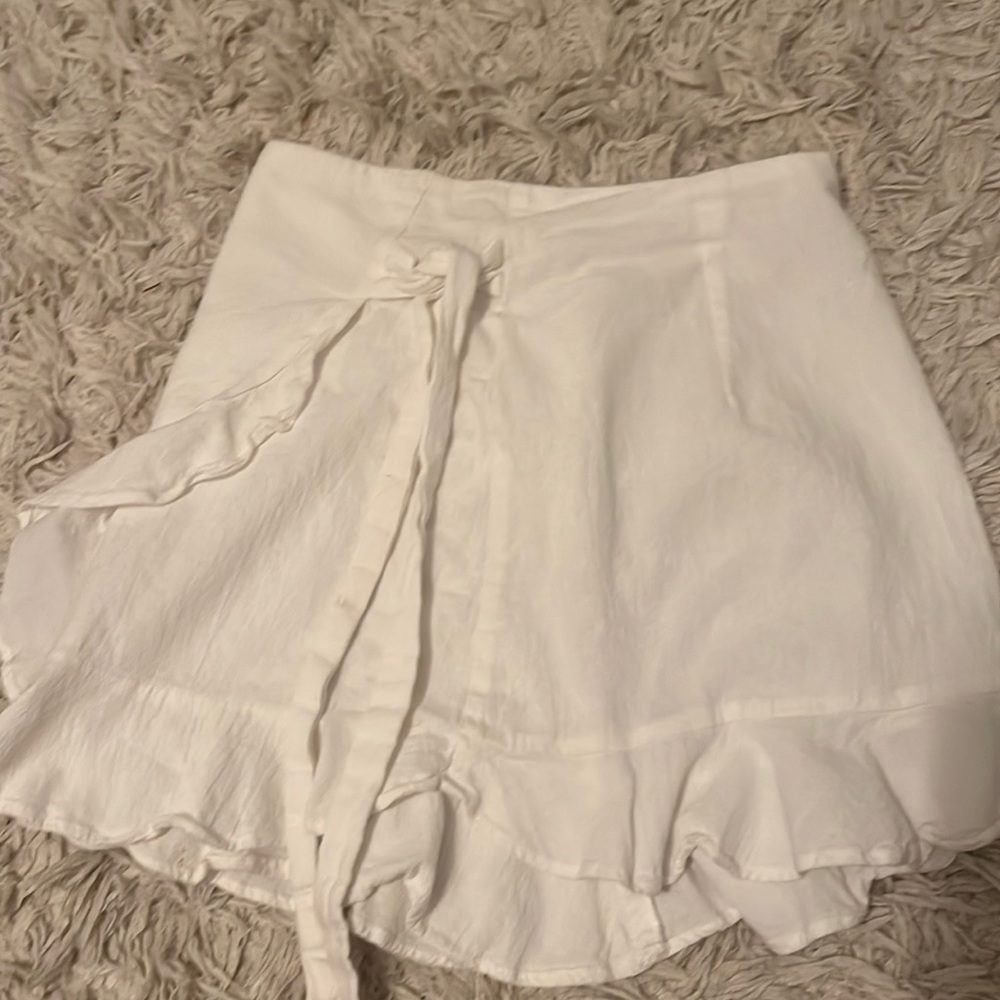 Shein white tie mini skirt